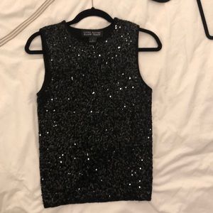 Linda Allard Ellen Tracy Wool Sequin Top